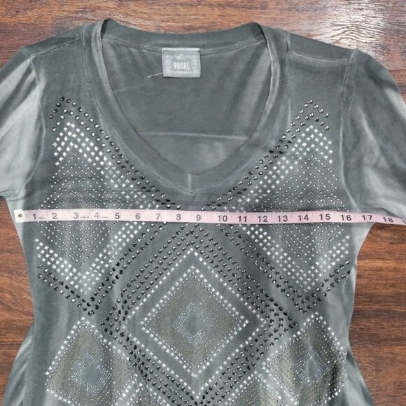 Be Vocal Studded Lagenlook Artsey Rocker Festival Y2K Whimsy Tunic Top Gray L - Picture 9 of 11